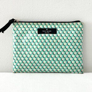 KATE SPADE Daycation Mint Green Dot Cosmetic Pouch Bag Vinyl Coated Water Resist